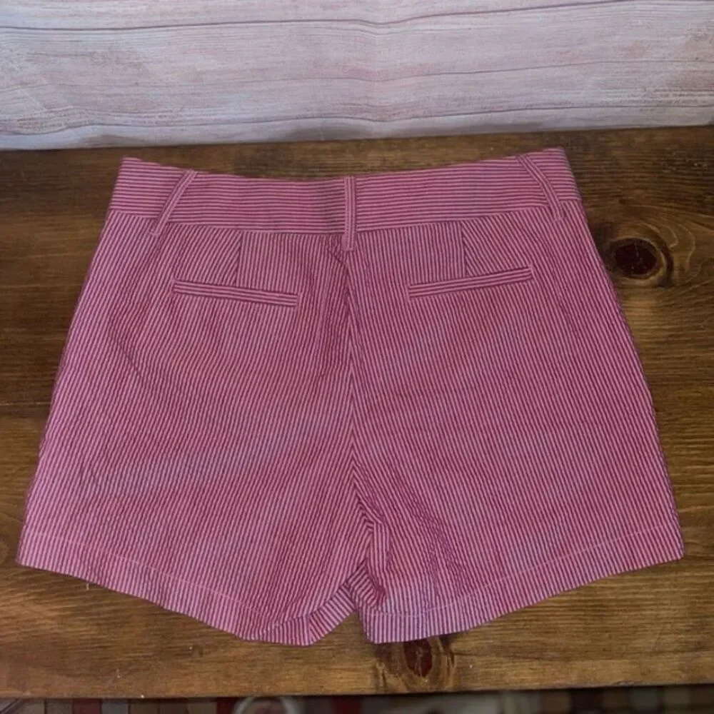 J. Crew Factory Pink Brown Seersucker Stripe Chino Shorts size 8 pocket preppy - Picture 8 of 12